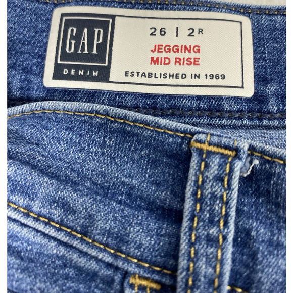GAP Jeans Womens Jegging Size 2 R Mid Rise Blue Medium Wash Denim Stretch - Picture 3 of 12